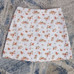 White Floral Skirt
